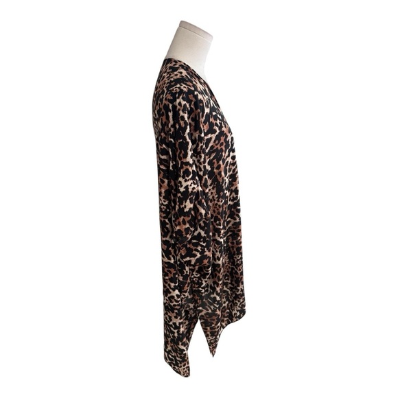 Leopard Print Kimono Cardigan Beach Coverup Vacation Resort Animal Flowy Boho OS - Picture 2 of 5